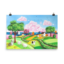 Load image into Gallery viewer, A happy folk art seaside scene print, Gordon Bruce art Poster