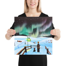 Load image into Gallery viewer, Man and dog folk art winter Poster