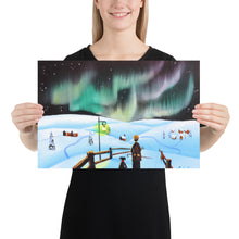 Load image into Gallery viewer, Man and dog folk art winter Poster