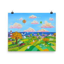 Load image into Gallery viewer, Rolling hills folk art landscape print, Gordon Bruce art Poster