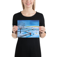 Load image into Gallery viewer, Man and dog walking home folk art Poster