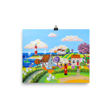 Load image into Gallery viewer, Folk art print, seaside cow and sheep painting Poster