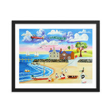 Load image into Gallery viewer, Animals at the seaside folk art framed print
