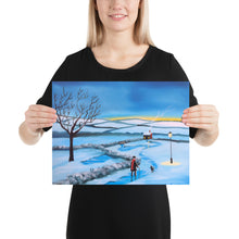 Load image into Gallery viewer, Man and dog walking home folk art Poster