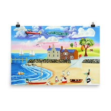 Load image into Gallery viewer, Folk art print, Animals at the seaside Poster, nursery wall art decor idea