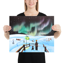 Load image into Gallery viewer, Man and dog folk art winter Poster