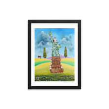 Load image into Gallery viewer, Statue of Liberty Framed poster, Folk art print, cow and sheep