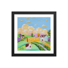 Load image into Gallery viewer, Folk art cow and sheep Framed photo paper poster