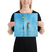 Load image into Gallery viewer, Kissing couple in the rain print
