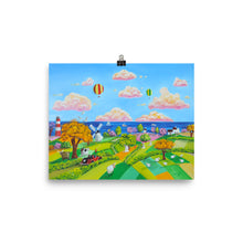 Load image into Gallery viewer, Rolling hills folk art landscape print, Gordon Bruce art Poster