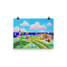 Load image into Gallery viewer, Lighthouse and rolling hills folk art print, Photo paper poster