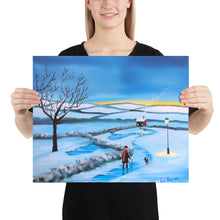 Load image into Gallery viewer, Man and dog walking home folk art Poster