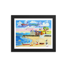 Load image into Gallery viewer, Animals at the seaside folk art framed print