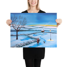 Load image into Gallery viewer, Man and dog walking home folk art Poster
