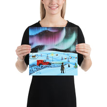 Load image into Gallery viewer, The northern lights and a red Royal Mail van Poster