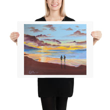 Load image into Gallery viewer, Couple at the beach watching the sunset print
