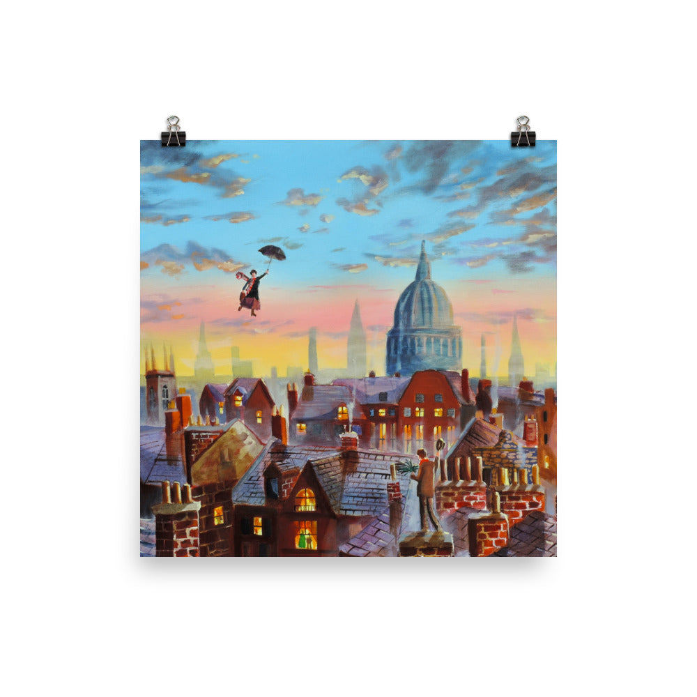 Mary Poppins & Bert poster print, Gordon Bruce art