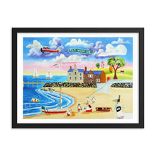Load image into Gallery viewer, Animals at the seaside folk art framed print