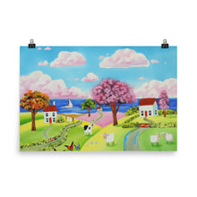 Load image into Gallery viewer, Sheep and cow folk art Poster, Gordon Bruce art