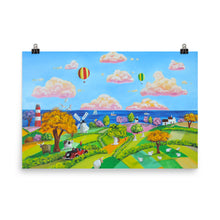 Load image into Gallery viewer, Rolling hills folk art landscape print, Gordon Bruce art Poster