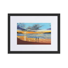 Load image into Gallery viewer, Romantic beach sunset print, Framed print With Mat