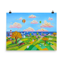 Load image into Gallery viewer, Rolling hills folk art landscape print, Gordon Bruce art Poster