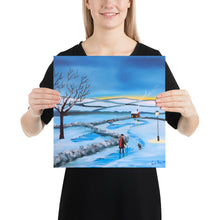 Load image into Gallery viewer, Man and dog walking home folk art Poster