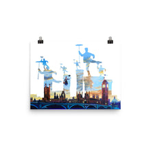 Load image into Gallery viewer, Mary Poppins print, London Chimney sweeps silhouette Poster