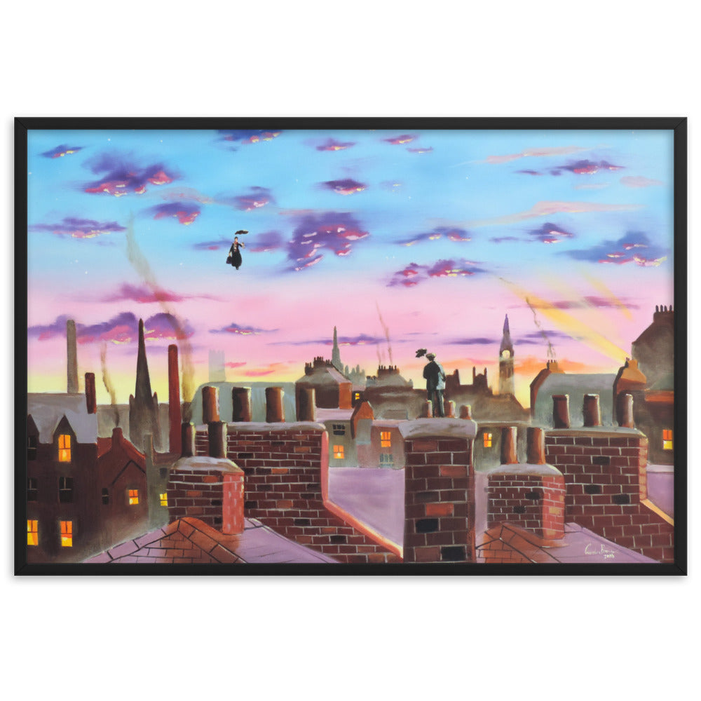 Mary Poppins fine art print, Framed matte paper