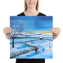 Load image into Gallery viewer, Man and dog walking home folk art Poster