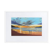 Load image into Gallery viewer, Romantic beach sunset print, Framed print With Mat