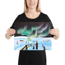 Load image into Gallery viewer, Man and dog folk art winter Poster
