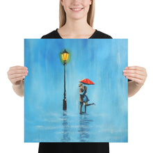 Load image into Gallery viewer, Kissing couple in the rain print