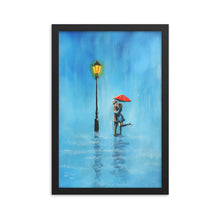 Load image into Gallery viewer, Kissing couple in the rain Framed print