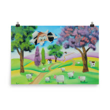 Load image into Gallery viewer, Folk art print, Sheep face through the canvas Poster
