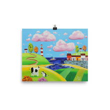 Load image into Gallery viewer, Dog and cow, folk art seaside Poster