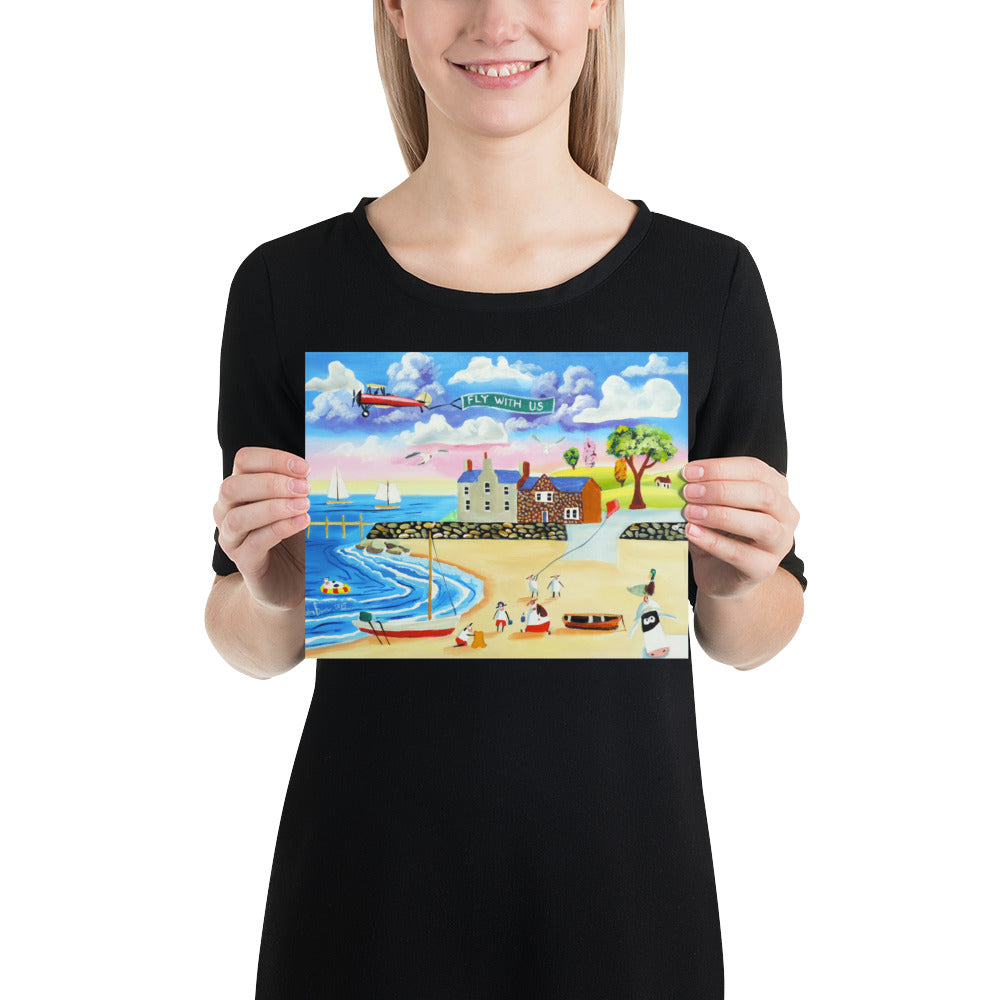 Folk art print, seaside Poster, painting from 2015, Gordon Bruce art