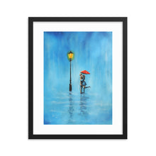 Load image into Gallery viewer, Kissing couple in the rain Framed print