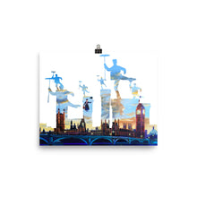 Load image into Gallery viewer, Mary Poppins print, London Chimney sweeps silhouette Poster