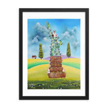 Load image into Gallery viewer, Statue of Liberty Framed poster, Folk art print, cow and sheep