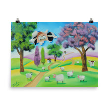 Load image into Gallery viewer, Folk art print, Sheep face through the canvas Poster