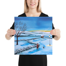 Load image into Gallery viewer, Man and dog walking home folk art Poster