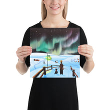 Load image into Gallery viewer, Man and dog folk art winter Poster