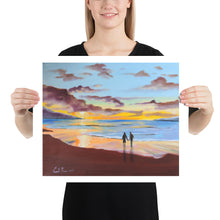 Load image into Gallery viewer, Couple at the beach watching the sunset print