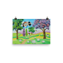 Load image into Gallery viewer, Folk art print, Sheep face through the canvas Poster