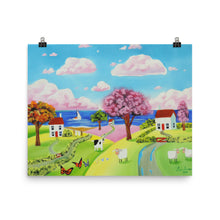 Load image into Gallery viewer, Sheep and cow folk art Poster, Gordon Bruce art