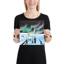 Load image into Gallery viewer, Man and dog folk art winter Poster