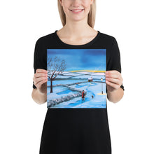 Load image into Gallery viewer, Man and dog walking home folk art Poster