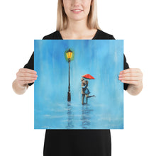Load image into Gallery viewer, Kissing couple in the rain print