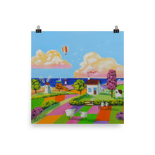Load image into Gallery viewer, Folk art prints, patchwork fields naive art Photo paper poster